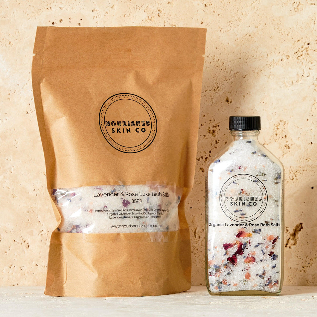Organic Lavender & Rose Bath Salts Combo - Nourished Skin Co.
